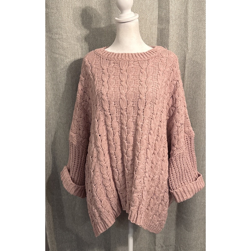 Umgee Sweater Chunky Knit Oversized Womens Size Small Mauve Boho NWT Boutique
